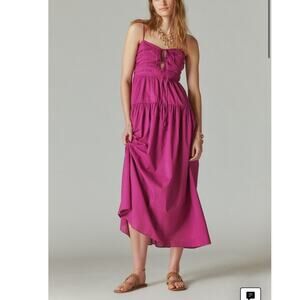 NEW Lucky Brand Maxi Dress Sleeveless Tiered Shirred Sundress Womens Size XXL
